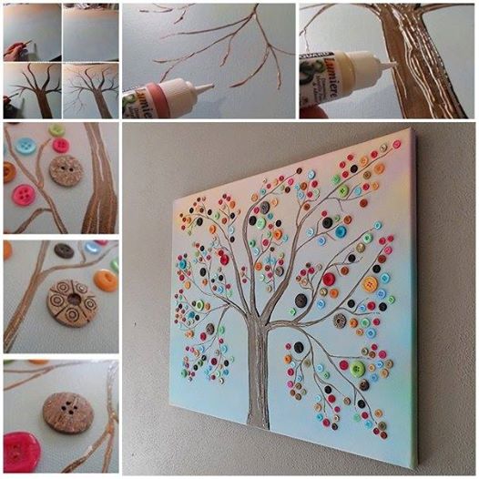 VIEW IN GALLERY button tree wall decor wonderful DIY Wonderful DIY Vibrant  Button Tree Wall Decor