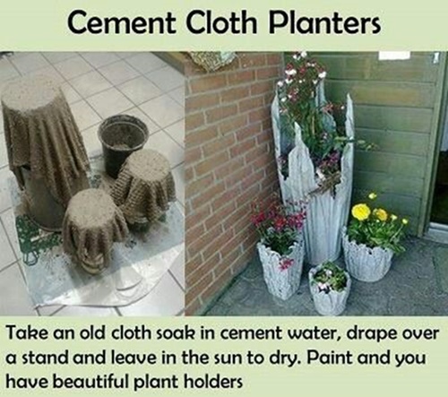 Wonderful DIY Rustic Cement Cloth Planter