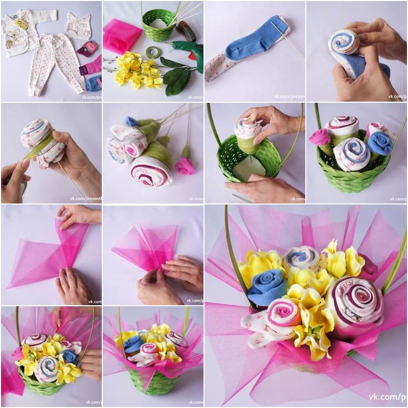 Recycle Old Baby Clothes Into a Flower Bouquet