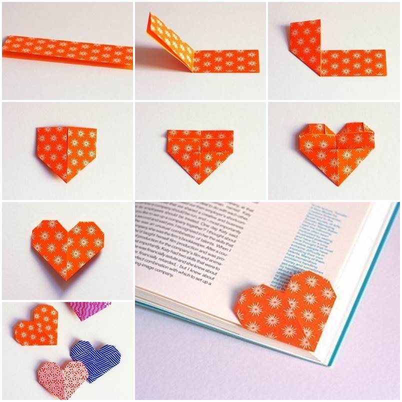 Image result for Origami Paper Heart Bookmark DIY Heart Shape Paper Bookmark