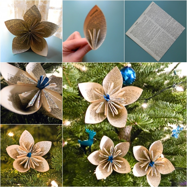 Wonderful DIY Book Page Christmas Ornaments