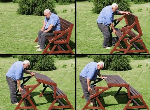 Wonderful DIY 2 In 1 Folding Bench and Picnic Table
