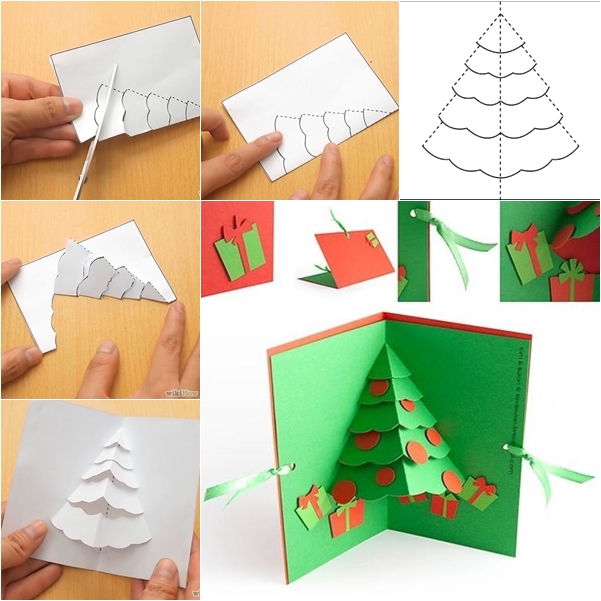 how to make a handmade christmas tree pop up greeting card show ...