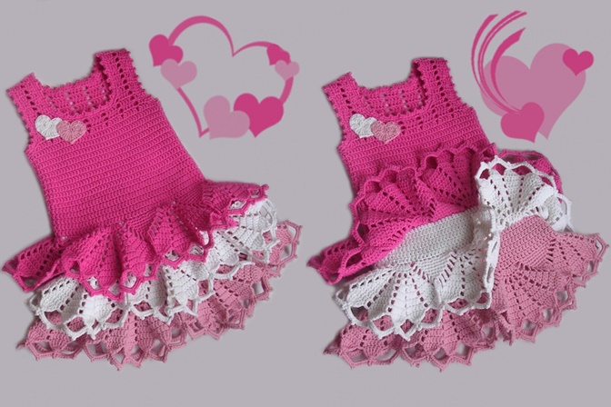 Valentine dress for little girls, crochet pattern-wonderfuldiyf