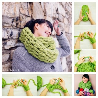 Wonderful DIY Arm-Knitted Scarf In 30 Minutes