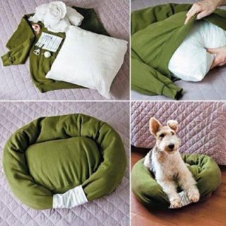 Wonderful DIY Pet Bed From Old Shirt & Sweater