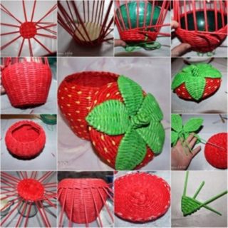 Wonderful DIY Strawberry  Basket from Recycled Paper