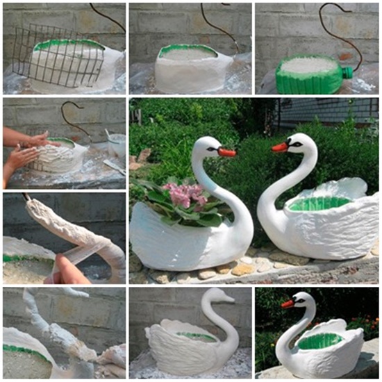 swan pot planter i Wonderful DIY Swan Pot Planter Out Of Plastic Bottles