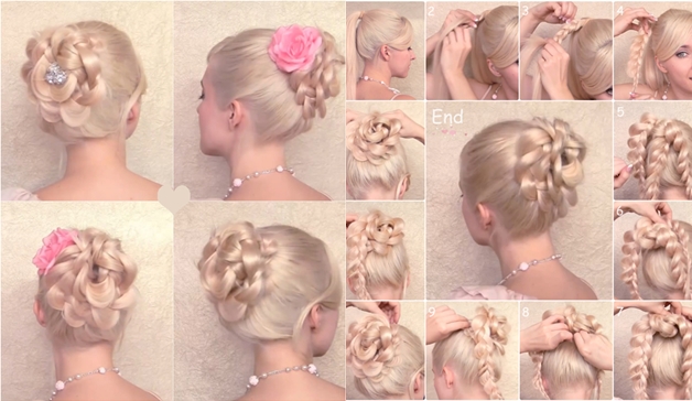 braided-flower-bun hairstyle F