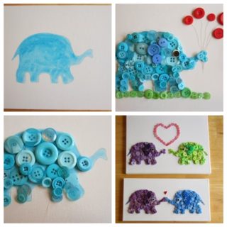 Wonderful DIY Button Elephant Wall Art