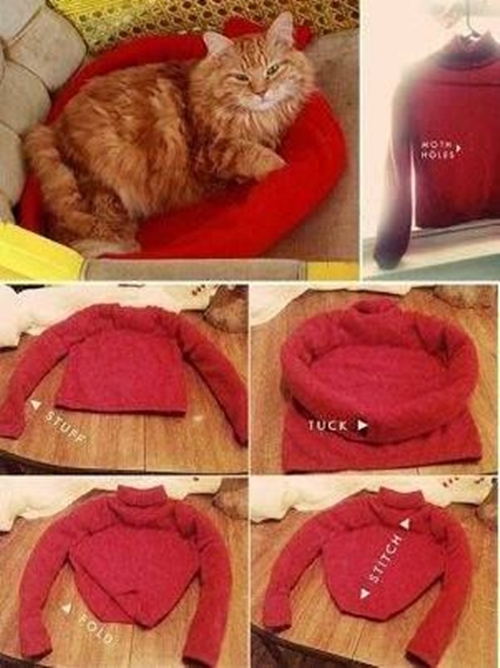 old shirt cat bed