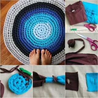 Wonderful DIY Crochet Rag Rug from Old T-shirts