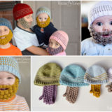 Wonderful DIY Lovely Crochet Bobble Beard Beanies