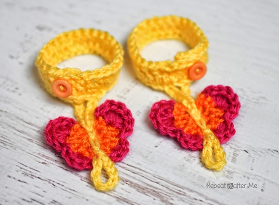 Crochet Butterfly  baby Sandals6