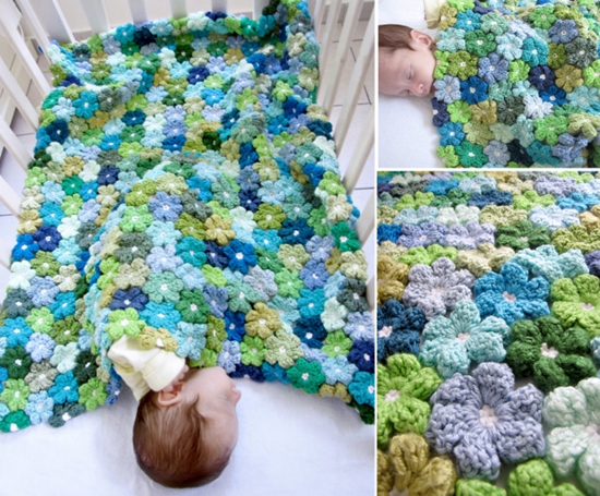 Crochet Flower Baby Blanket4