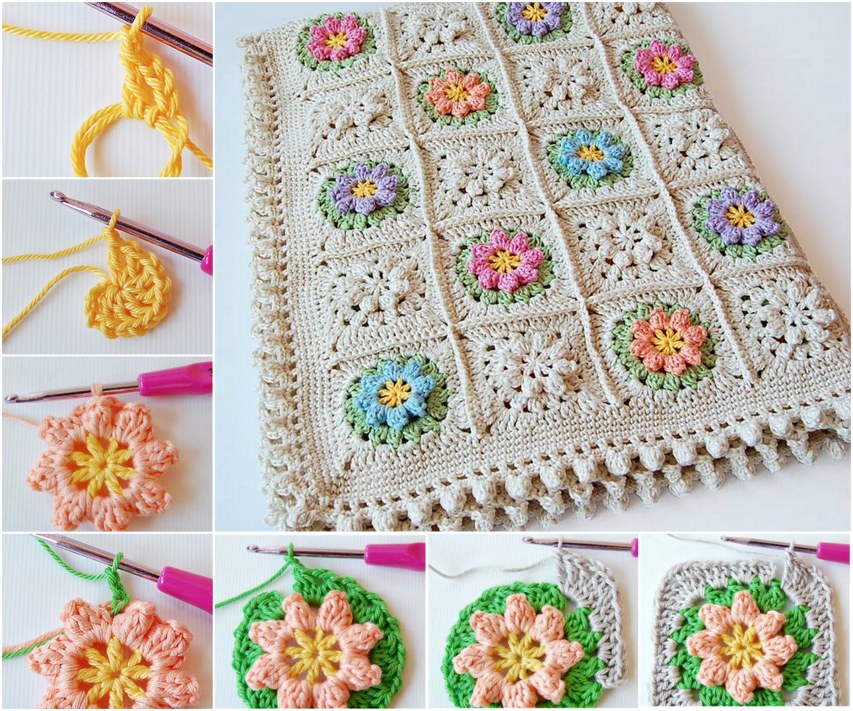 Flower Granny Squares crochet pattern