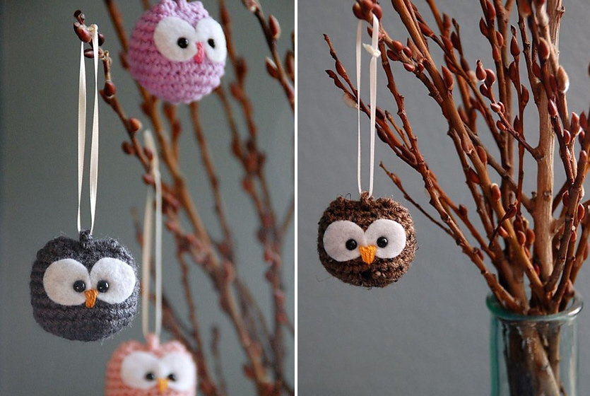 Hanging crochet Baby Owl Ornaments