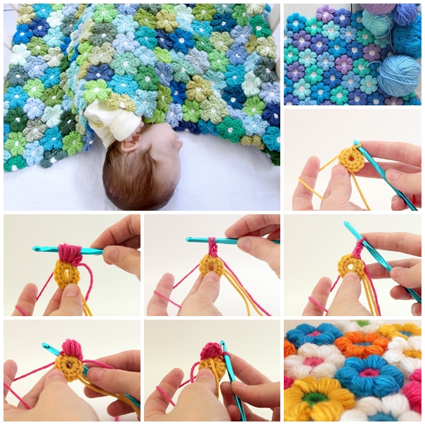 crochet 6 petal baby blanket. F2