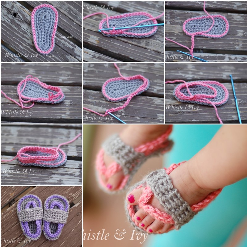 crochet baby flip flops