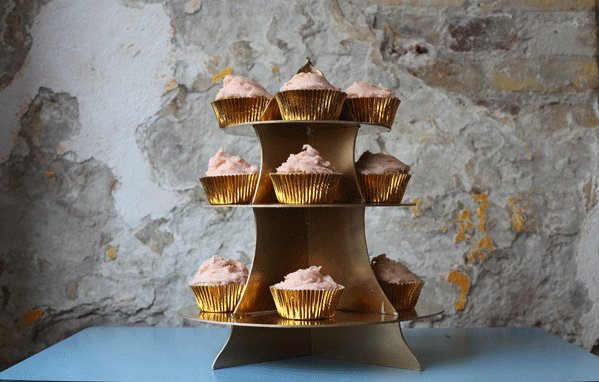 golden cardboard cupcake stand