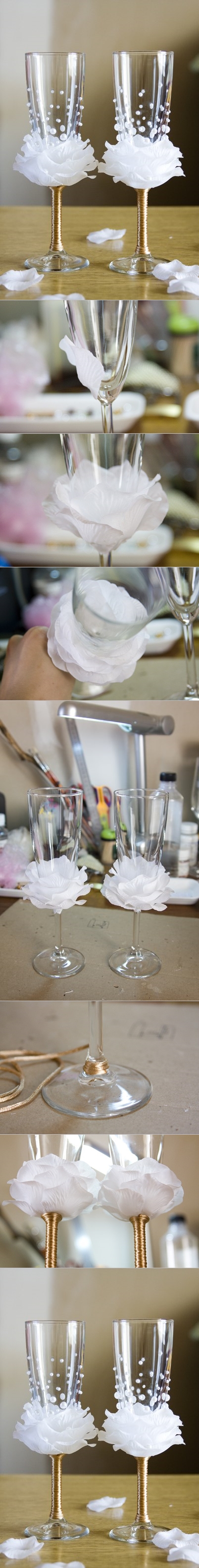 wine glass decorate  Wonderful DIY  Wine Glasses Decoration With Flowers and Beads