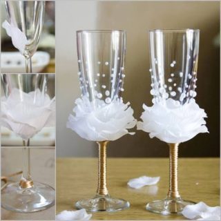 Wonderful DIY  Wine Glasses Decoration With Flowers and Beads