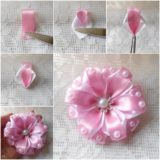 Wonderful DIY Pretty Ribbon flower with pearls