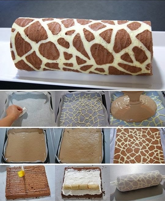 Swiss Roll Cake With Giraffe Pattern F