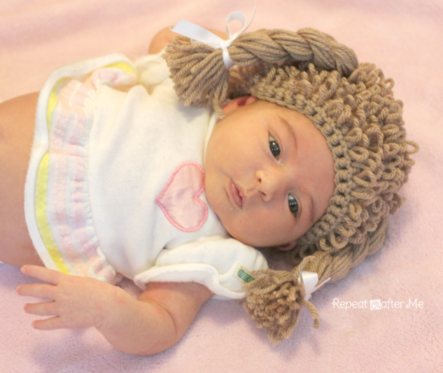 crochet cabbage patch doll hat
