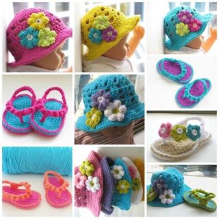 Wonderful DIY Crochet Flip Flops and Hat Set