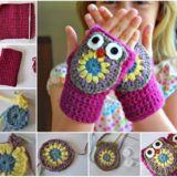 Wonderful DIY Cute Crochet Owl Mittens