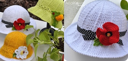Summer Hat crochet Panama Hat Handmade Crochet SpringHat Hat with Flower Hat with Brim