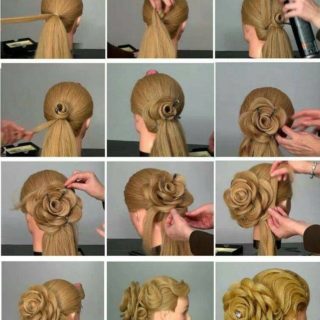 Wonderful DIY 3D Rose Flower Shaped Updo Hairstyle