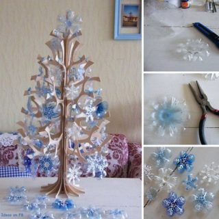 Wonderful DIY Beautiful Snowflake Ornaments from Plastic Bottles