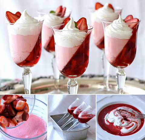 Perfect for an easy Valentines Treat you will love these 3 Ingredient NO BAKE Strawberry Jello Parfaits. Wonderful DIY Yummy Strawberry Heart Jelly