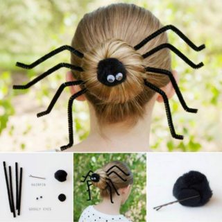 Wonderful DIY Halloween Spider Bun Hairstyle
