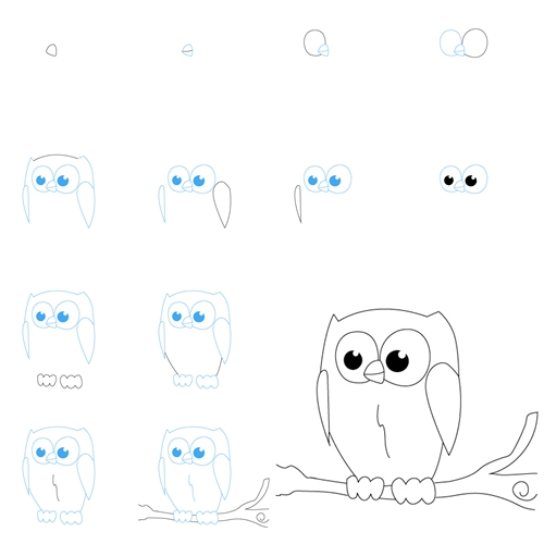 draw owl2 Wonderful Idea For Drawing  Easy Animal Figures  