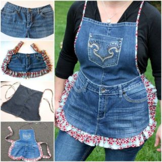 Wonderful DIY Farm Girl Apron from Old Jeans