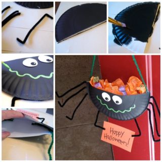 Wonderful DIY Halloween Spider Candy Holder From Paper Plate