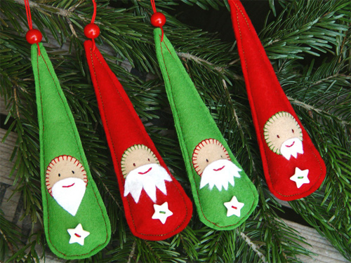 Christmas elves felt ornaments