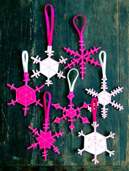 Two-sided felt snowflakes
