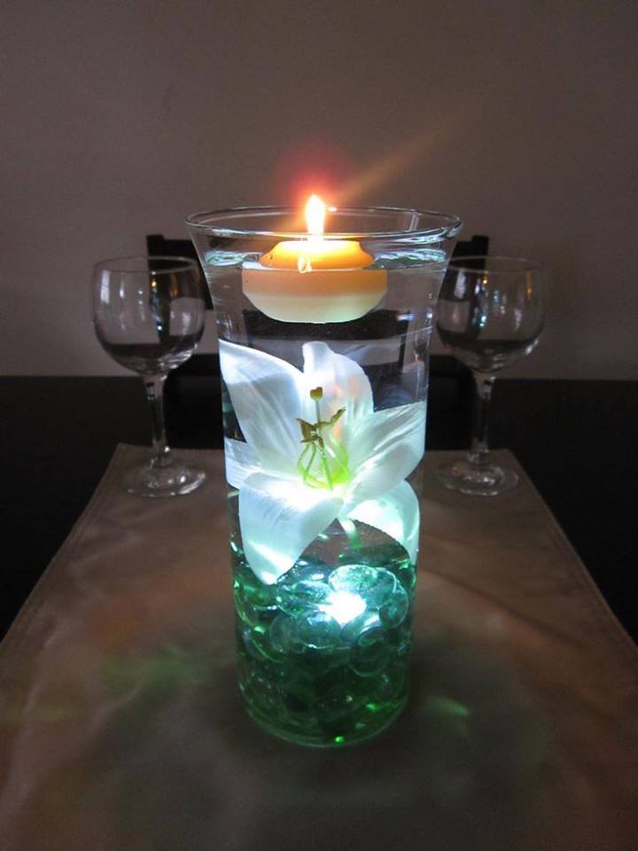 Floating Candle Centerpiece With Flower12