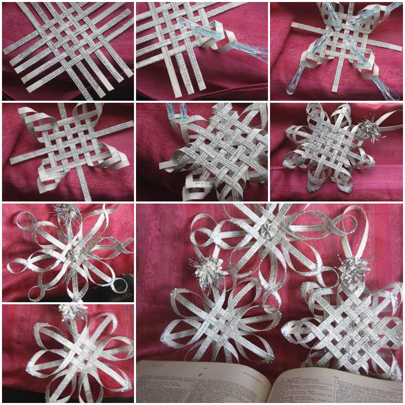 Woven-Paper-star Snowflakes DIY F