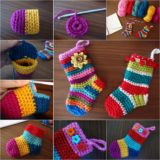 Wonderful DIY  Rainbow Crochet Christmas Socks with Free Pattern