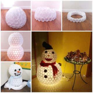 Wonderful DIY Fun Snowman From Plastic Cups