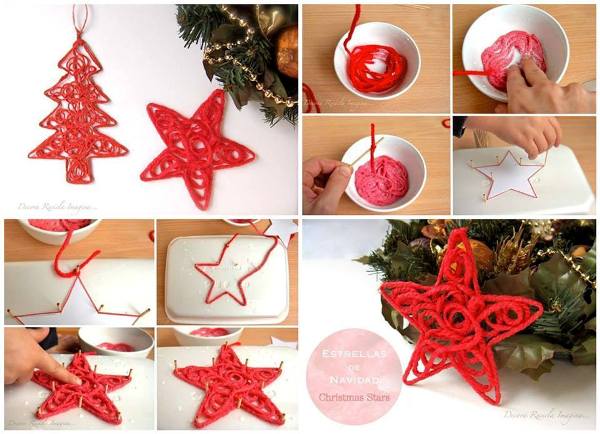 yarn Christmas ornaments F Wonderful DIY Yarn Star Christmas Ornaments 