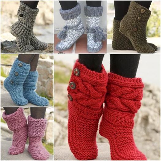 8  knitted crochet slipper boots