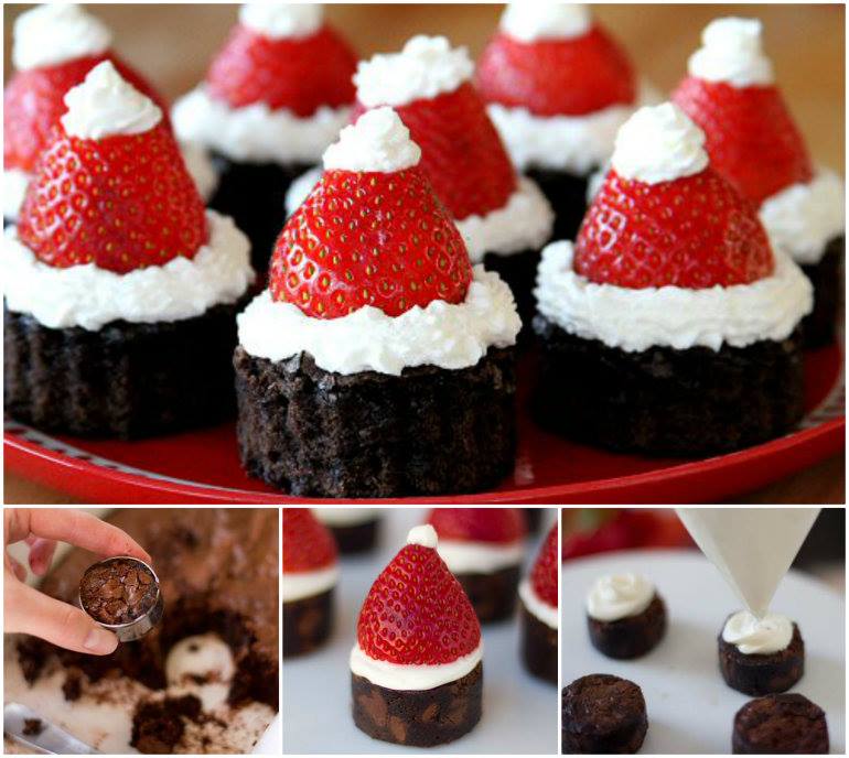 Brownie Strawberry Santa Hats Recipe F Wonderful DIY Cute Strawberry Santa Hat Brownie