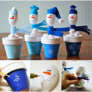 Wonderful DIY  Cute Snowman from Plastic Spoon