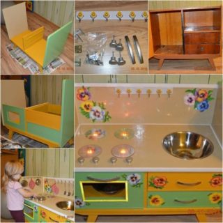 Wonderful DIY Kids Play Kitchen from Old Nightstand